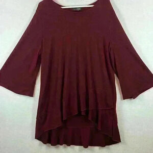 Suzanne Betro Top / Blouse / Tunic Women’s 2X Merlot/Purple Tiered Hem